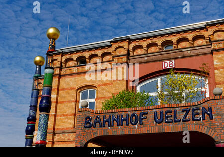 Hundertwasser Bahnhof in Uelzen, Niedersachsen, Deutschland Stockfoto