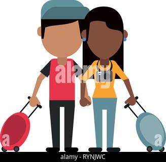 Paar Touristen Avatar Cartoon Stock Vektor