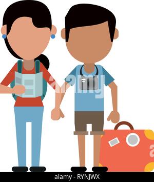 Paar Touristen Avatar Cartoon Stock Vektor