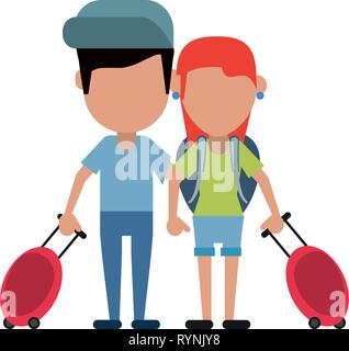 Paar Touristen Avatar Cartoon Stock Vektor