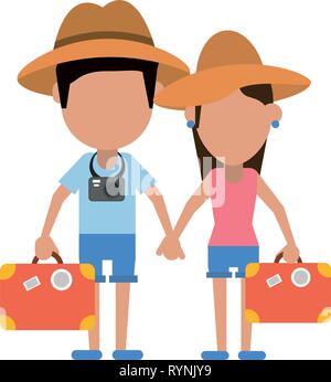 Paar Touristen Avatar Cartoon Stock Vektor