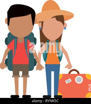 Paar Touristen Avatar Cartoon Stock Vektor