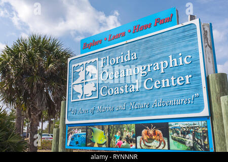 Stuart Florida, South Hutchinson Barrier Island, Schild, Florida Oceanographic Coastal Center, Bildung, Forschung, Meereswissenschaftliches Zentrum, gemeinnützige Organisation Stockfoto