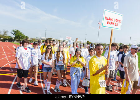 Miami Florida, Miami Dade College, North Campus, Special Olympics, Bedürfnisse, Behinderte, Wettbewerb, Sport, Studenten Ausbildung Schüler Schüler, Sportler, Volun Stockfoto