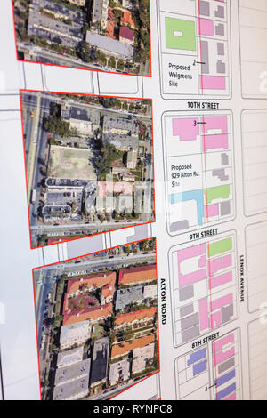 Miami Beach Florida, Community Planning Workshop, Alton Road Corridor, Zukunft, Stadttafel, Karte, Poster, Präsentation, Informationen, Stadtblöcke, Luftüberhang Stockfoto