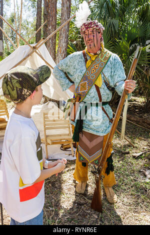 Florida Hendry County, Big Cypress, Seminole Indian Reservation, Billie Swamp Safari, Indianer Ureinwohner indigener Völker, Stamm, Big Cypress Shootout Stockfoto