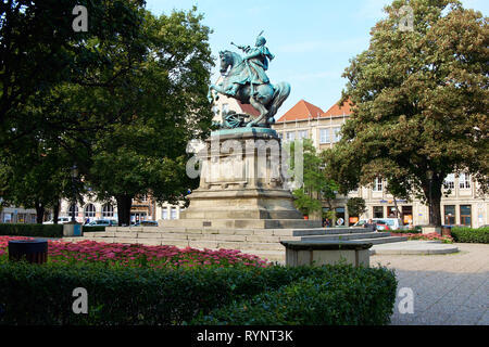 Danzig, Polen - September 09, 2017: Königs Jan III Sobieski Denkmal, Reiterdenkmal in der Altstadt von Danzig Stockfoto