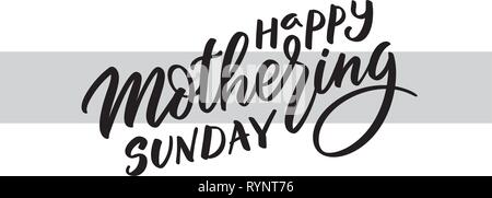 Das Bemuttern Sonntag schreiben. Typografie, Schrift mit handschriftlichen Kalligraphie Text auf weißem Hintergrund. Eine Farbe Vector Illustration Stock Vektor