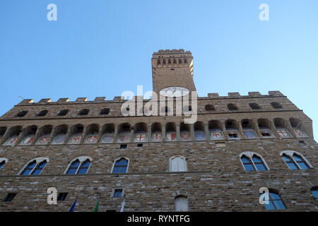 Der Palazzo Vecchio (alte Palast) eine Massive romanische Festung, ist das Rathaus von Florenz, Italien Stockfoto