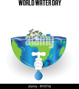 Welttag des Wassers. Ökologie Konzept. Wasser sparen Konzept. Konzept Vector Illustration. Stock Vektor