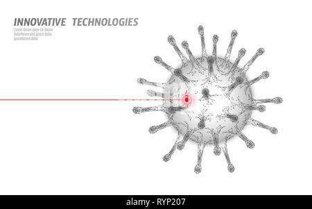 Virus Zelle Low-poly-Struktur. Krankheit Infektion Medizin Gesundheitswesen Konzept. Stock Vektor