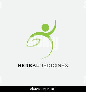 Abstrakte menschliche Figur pflanzliche Logo Design Vector Stock Vektor