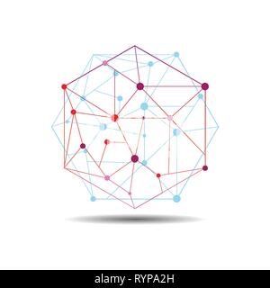 Hexagon Logo - Sechskant blockchain Technologie. Sechskant mit verknüpften Positionen für Marke, einem Etikett, einem Logo, Firmenschriftzug von smart Vertrag block Symbol Stock Vektor