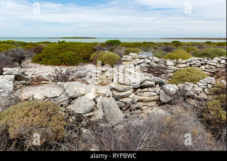 Der Küste fort auf West Wallabi Insel wurde von holländischen Soldaten Wiebbe Hayes und anderen Überlebenden der Batavia shipwreck im Jahre 1629 gebaut, es ist der Stockfoto