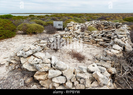 Der Küste fort auf West Wallabi Insel wurde von holländischen Soldaten Wiebbe Hayes und anderen Überlebenden der Batavia shipwreck im Jahre 1629 gebaut, es ist der Stockfoto