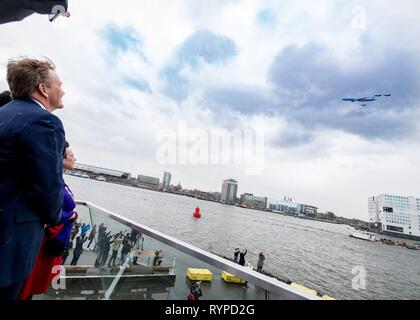 Amsterdam, Niederlande. 14. Mär 2019. König Willem-Alexander der Niederlande am Auge Filmmuseum Amsterdam, am 14. März 2019, die Feier von 100 Jahren Luftfahrt in den Niederlanden zu besuchen. KLM, NLR - Niederlande Zentrum für Luft- und Raumfahrt und GKN Fokker existieren im Jahr 2019 hundert Jahre Foto: Albert Ph-van der Werf/Niederlande/Point de Vue | Quelle: dpa Picture alliance/Alamy leben Nachrichten Stockfoto