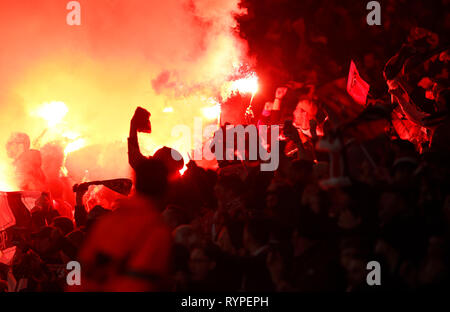 London, Großbritannien. 14 Mär, 2019. Während der Europa League Runde 16 2. Etappe zwischen Arsenal und Rennes im Emirates Stadium, London, England am 14. Mär 2019. Credit: Aktion Foto Sport/Alamy leben Nachrichten Stockfoto