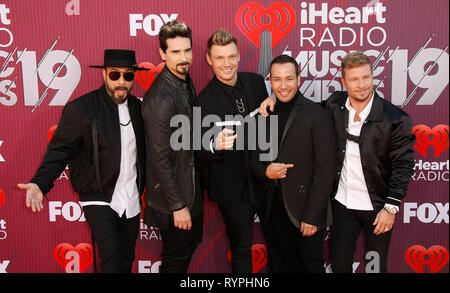 Los Angeles, Kalifornien, USA. 14 Mär, 2019. LOS ANGELES, Kalifornien - 14. März: Backstreet Boys-AJ McLean, Kevin Richardson, Brian Littrell, Nick Carter, Howie Dorough nehmen an der 2019 iHeartRadio Music Awards live auf FOX bei Microsoft Theater am 14. März 2019 in Los Angeles, Kalifornien übertragen. Foto: imageSPACE/MediaPunch Credit: MediaPunch Inc/Alamy leben Nachrichten Stockfoto