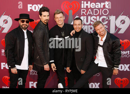 Los Angeles, USA. 14 Mär, 2019. LOS ANGELES, Kalifornien - 14. März: Backstreet Boys-AJ McLean, Kevin Richardson, Brian Littrell, Nick Carter, Howie Dorough nehmen an der 2019 iHeartRadio Music Awards live auf FOX bei Microsoft Theater am 14. März 2019 in Los Angeles, Kalifornien übertragen. Foto: imageSPACE/MediaPunch Credit: Imagespace/Alamy leben Nachrichten Stockfoto