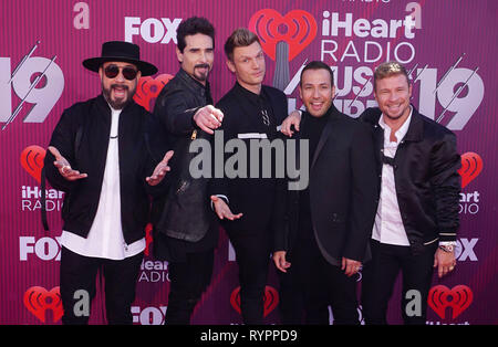 Los Angeles, Kalifornien, USA. 14 Mär, 2019. Backstreet Boys, Howie Dorough, Nick Carter, Kevin Richardson, AJ McLean, Brian Littrell 048 der 2019 iHeartRadio Music Awards live auf FOX bei Microsoft Theater am 14. März 2019 in Los Angeles, Kalifornien übertragen. Credit: Tsuni/USA/Alamy leben Nachrichten Stockfoto