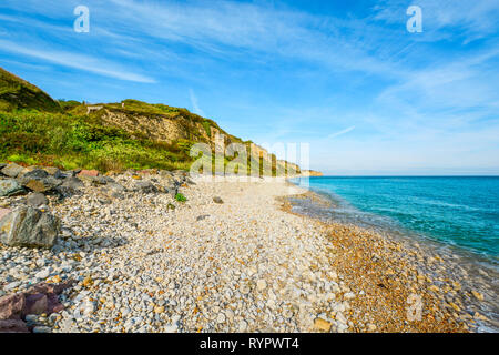 Charlie Sektor am Omaha Beach, Standort des D-Day Invasion an der Küste der Normandie bei Vierville-Sur-Mer Frankreich Stockfoto