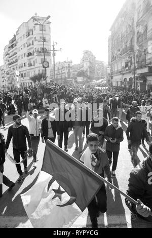 Algier, Algerien - 01. März 2019: 1 nd Freitag von Protest in Algerien, fordern die Rücknahme der curren Präsident. Stockfoto