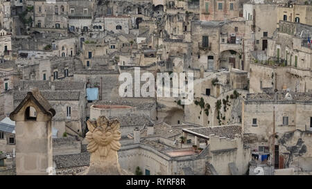 Ein Blick auf die alten Häuser der Stadt Matera Stockfoto