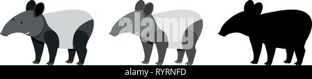 Satz von tapir Charakter Abbildung Stock Vektor