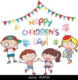Happy Tag der Kinder Konzept Abbildung Stock Vektor