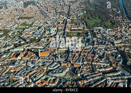 Luftaufnahme, Blick auf das Stadtzentrum mit der Altstadt, München, Oberbayern, Bayern, Deutschland Stockfoto