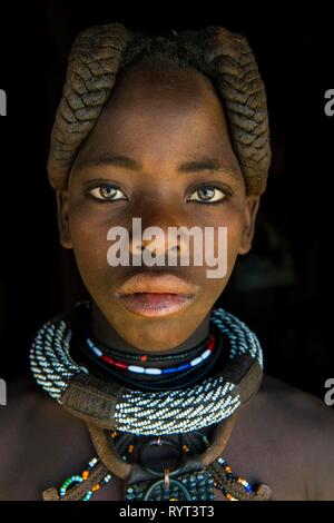 Ziemlich Himba Mädchen, Porträt, Kaokoveld, Namibia Stockfoto