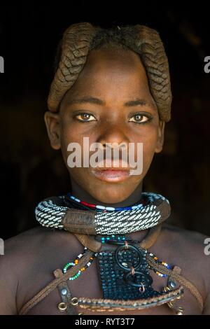 Ziemlich Himba Mädchen, Porträt, Kaokoveld, Namibia Stockfoto