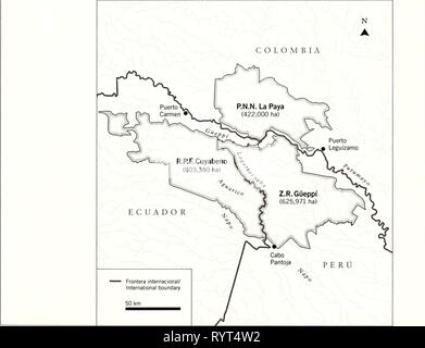 Ecuador, Peru Cuyabeno-Güepp í (2008) Ecuador, Peru: Cuyabeno-Güepp í. ecuadorpercuyab alve 202008 Jahr: 2008 BERICHT AUF EINEN BLICK Termine der Bereich Arbeit biologische Team: 4-30 Oktober 2007 Soziale Team: 13-29 Oktober 2007 Region drei Schutzgebiete umfassen eine sehr große Ausdehnung des interfluvium der Napo und Putumayo Flüsse entlang der Grenzen von Ecuador, Peru und Kolumbien: Reserva de Producción Faunística Cuyabeno (Ecuador), Zona Reservada Güeppí (Peru), und Parque Nacional Natural La Paya (Kolumbien). Zusammen bilden die Gebiete bilden eine Erhaltung Korridor mit dem Potenzial als integrierte un verwaltet werden. Stockfoto