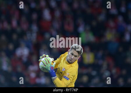 Prag, Tschechische Republik. 14 Mär, 2019. in Aktion während der UEFA Europa League, Umlauf von 16, 2 Bein, match SK Slavia Praha - FC Sevilla, am 14. März 2019, in Prag, Tschechische Republik. Credit: Katerina Sulova/CTK Photo/Alamy leben Nachrichten Stockfoto