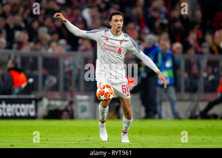 München, Deutschland. 13 Mär, 2019. Trent ALEXANDER ARNOLD (Nr. 66, LIV). Fußball, FC Bayern München (M) - Liverpool (LIV) 1:3, UEFA Champions League, Saison 2018/2019, Runde 16, Rueckspiel, 13.03.2019 in Muenchen/ALLIANZARENA/Deutschland. € | Nutzung der weltweiten Kredit: dpa/Alamy leben Nachrichten Stockfoto