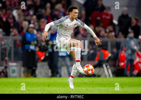 München, Deutschland. 13 Mär, 2019. Trent ALEXANDER ARNOLD (Nr. 66, LIV). Fußball, FC Bayern München (M) - Liverpool (LIV) 1:3, UEFA Champions League, Saison 2018/2019, Runde 16, Rueckspiel, 13.03.2019 in Muenchen/ALLIANZARENA/Deutschland. € | Nutzung der weltweiten Kredit: dpa/Alamy leben Nachrichten Stockfoto