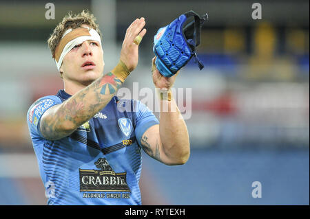 Huddersfield, Großbritannien. 14. März 2019. John Smiths Stadion, Huddersfield, England; Rugby League Betfred Super League, Huddersfield Riesen vs St. Helens; Saint Helens Theo Fages. Credit: Dean Williams/Alamy leben Nachrichten Stockfoto