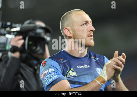 Huddersfield, Großbritannien. 14. März 2019. John Smiths Stadion, Huddersfield, England; Rugby League Betfred Super League, Huddersfield Riesen vs St. Helens; Saint Helens' James Roby. Credit: Dean Williams/Alamy leben Nachrichten Stockfoto