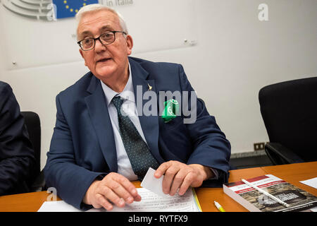 Foto Roberto Monaldo/LaPresse 15-03-2019 Roma Cronaca Convegno "L'idea di Europa" Nella foto Mario Borghezio Photo Roberto Monaldo/LaPresse 15-03-2019 Rom (Italien) Konferenz "Die Idee von Europa" In das Pic-Mario Borghezio Stockfoto