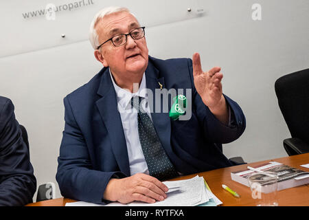 Foto Roberto Monaldo/LaPresse 15-03-2019 Roma Cronaca Convegno "L'idea di Europa" Nella foto Mario Borghezio Photo Roberto Monaldo/LaPresse 15-03-2019 Rom (Italien) Konferenz "Die Idee von Europa" In das Pic-Mario Borghezio Stockfoto