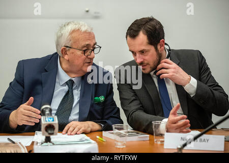 Foto Roberto Monaldo/LaPresse 15-03-2019 Roma Cronaca Convegno "L'idea di Europa" Nella foto Mario Borghezio, Nicolas Bay (Enl) Photo Roberto Monaldo/LaPresse 15-03-2019 Rom (Italien) Konferenz "Die Idee von Europa" In das Pic-Mario Borghezio, Nicolas Bay (Enl) Stockfoto