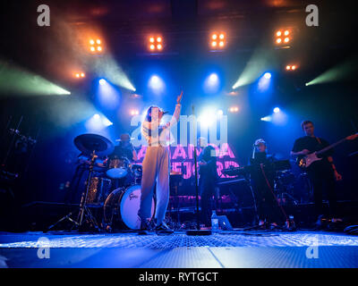 Bergen, Norwegen. 14 Mär, 2019. Norwegen, Bergen - März 14., 2019. Die norwegische Sängerin und Songwriterin Amanda Tenfjord führt ein Live Konzert an der USF Veftet in Bergen. (Foto: Gonzales Foto/Alamy leben Nachrichten Stockfoto
