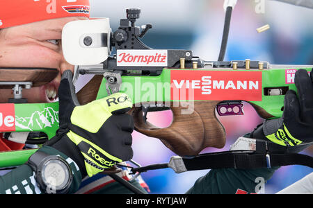 15. März 2019, Schweden, Östersund: Biathlon: Weltmeisterschaft, Training Relais Frauen. Laura Dahlmeier aus Deutschland in Aktion am Schießstand. Foto: Sven Hoppe/dpa Stockfoto