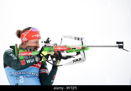 15. März 2019, Schweden, Östersund: Biathlon: Weltmeisterschaft, Training Relais Frauen. Laura Dahlmeier aus Deutschland in Aktion am Schießstand. Foto: Sven Hoppe/dpa Stockfoto