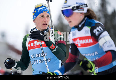 15. März 2019, Schweden, Östersund: Biathlon: Weltmeisterschaft, Training Relais Frauen. Vanessa Hinz aus Deutschland in Aktion am Schießstand. Foto: Sven Hoppe/dpa Stockfoto