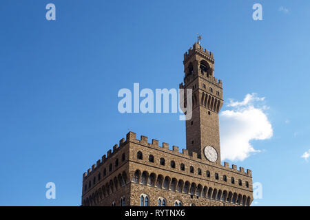 Der Palazzo Vecchio (alte Palast) eine Massive romanische Festung, ist das Rathaus von Florenz, Italien Stockfoto