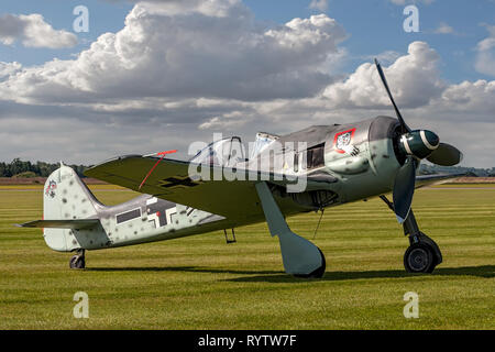 Tom Blair's New Build Fw190 A/N abgebildet auf das Gras in Duxford beim Flying Legends 2007 geparkt Stockfoto