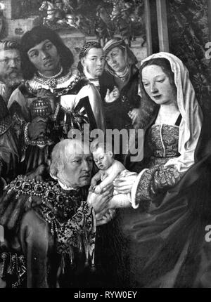 Religion, Christentum, Drei Könige Anbetung der Heiligen Drei Könige', Gemälde von Ulrich Apt der Ältere (ca. 1460-1532), ca. 1510, Additional-Rights - Clearance-Info - Not-Available Stockfoto