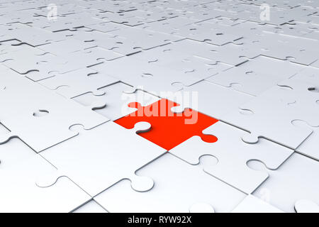 3d-Abbildung und Darstellung von weißen Puzzle Stücke mit ständigen Konzept. Stockfoto