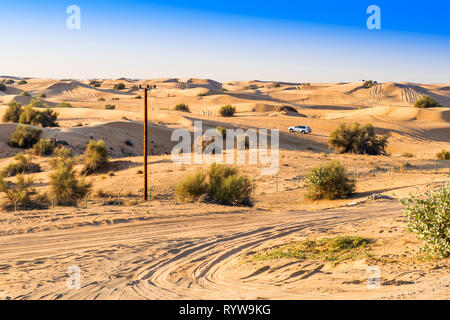 Blick auf die Landschaft der Wüste, Dubai, Vereinigte Arabische Emirate Stockfoto